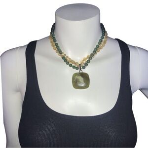 Vintage Vintage Monet Green Layered Pendant Necklace